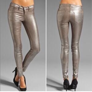 J Brand Womens metallic silver coated super skinny jeans Size 26